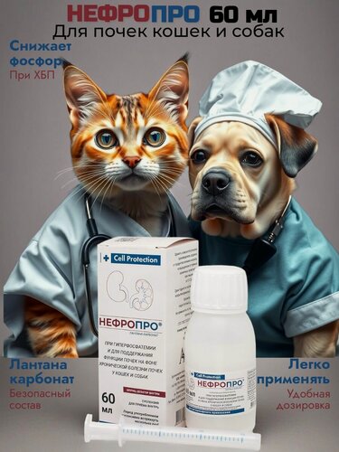 Изображение товара Суспензия НефроПро для лечения гиперфосфатемии и поддержания функции почек у кошек и собак, 60 мл