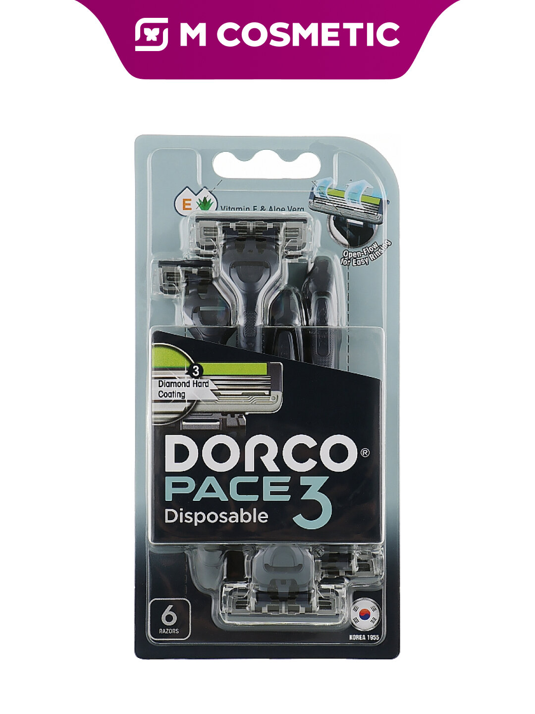 Бритвенный станок Dorco Pace 3, одноразовый, плавающая головка, 3 шт