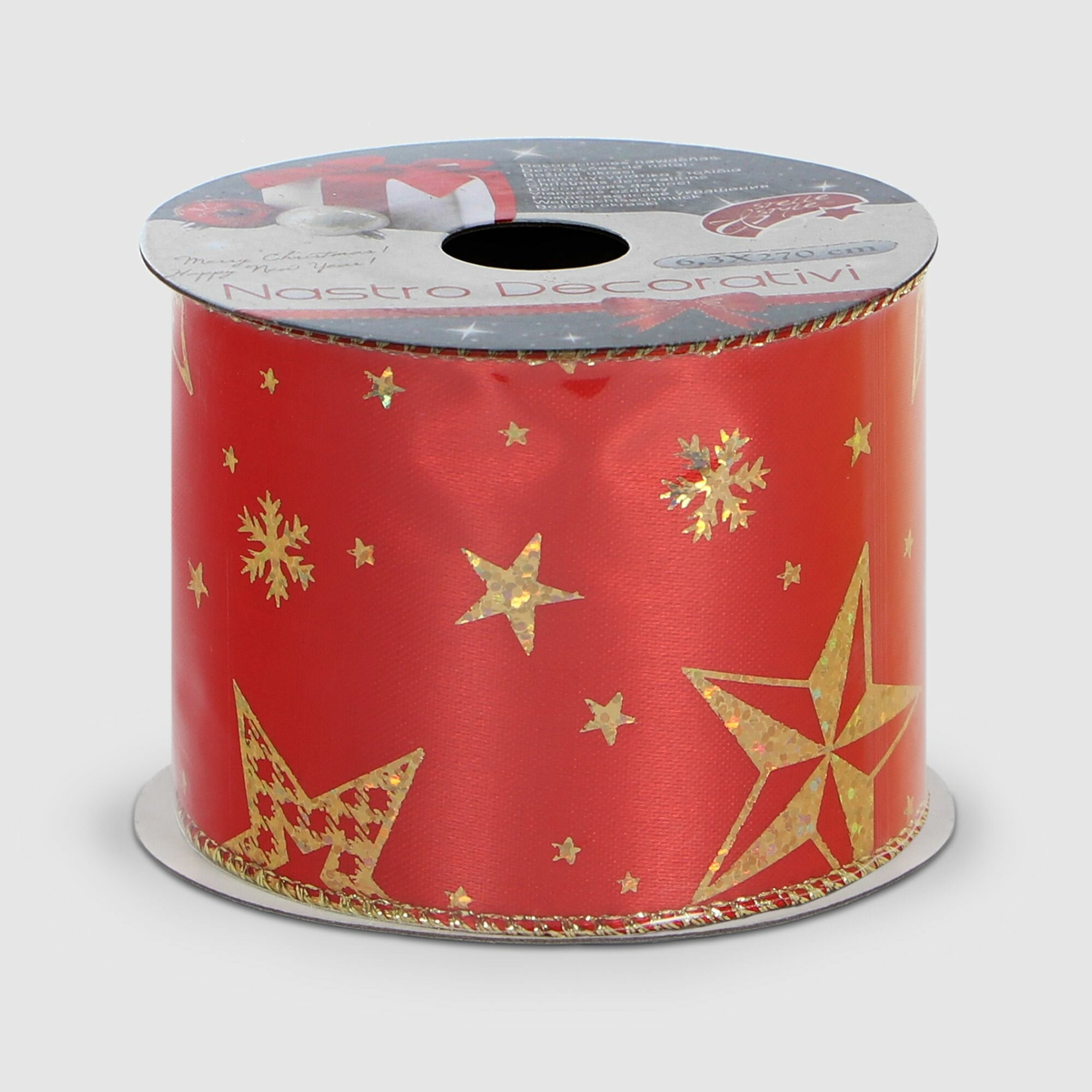 Лента упаковочная для подарков Due Esse Christmas красная 63 см х 27 м