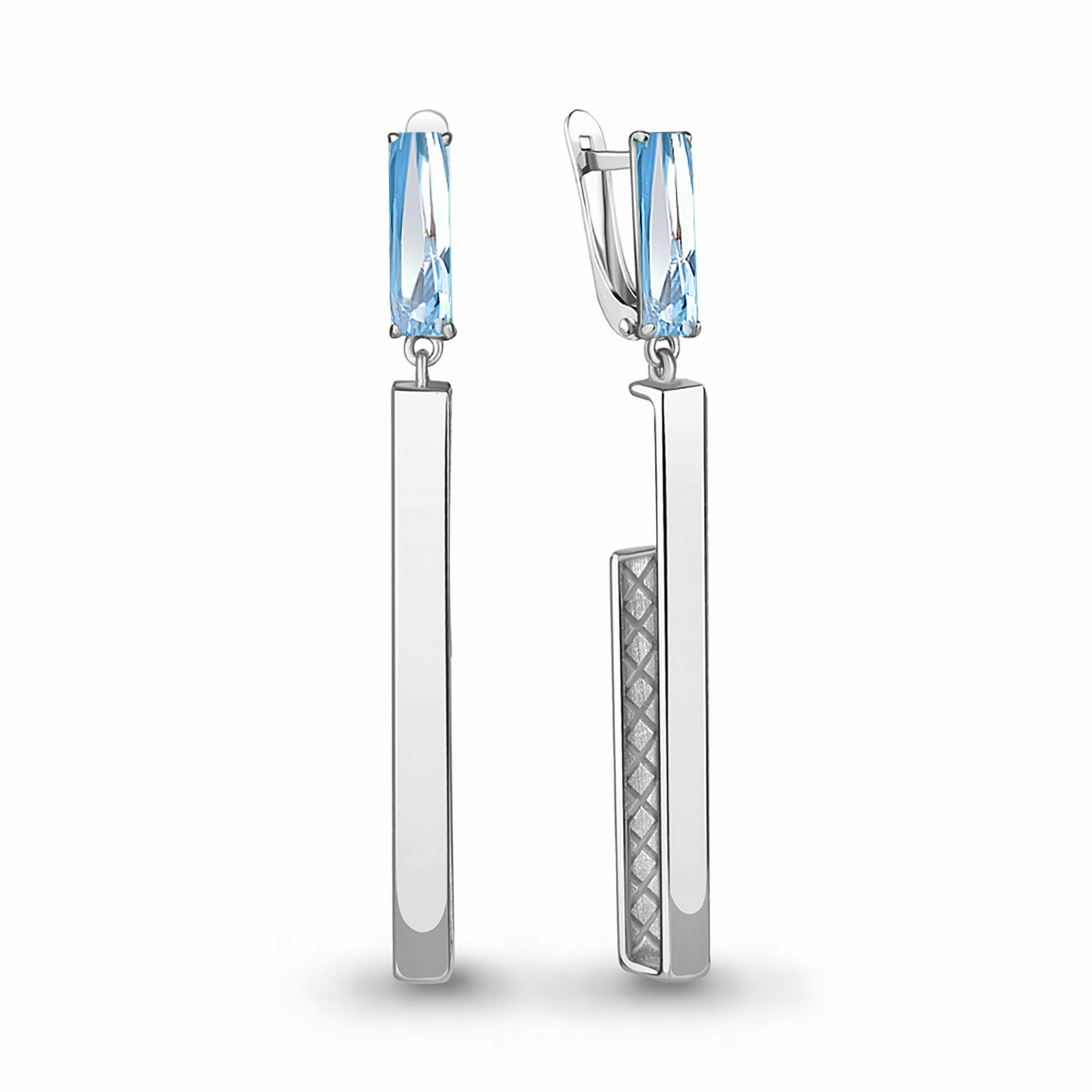 Серьги Diamant online, серебро, 925 проба, родирование, турмалин, длина 5.5 см, , голубой
