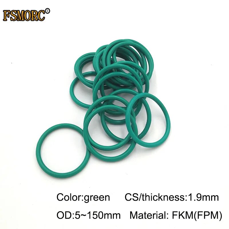 OD5mm ~ 150mm * 1,9mm Толщина/CS зеленый FKM o кольца маслостойкие кислота и щелочестойкие уплотнительные прокладки FPM уплотнительное кольцо, OD80x1.9mm 2pcs