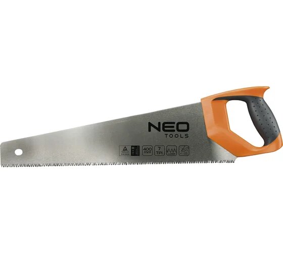 NEO Tools Ножовка, 7 TPI / 11TPI, двухкомпонентная рукоятка, трехсторонняя заточка и закалка зубьев 41-031
