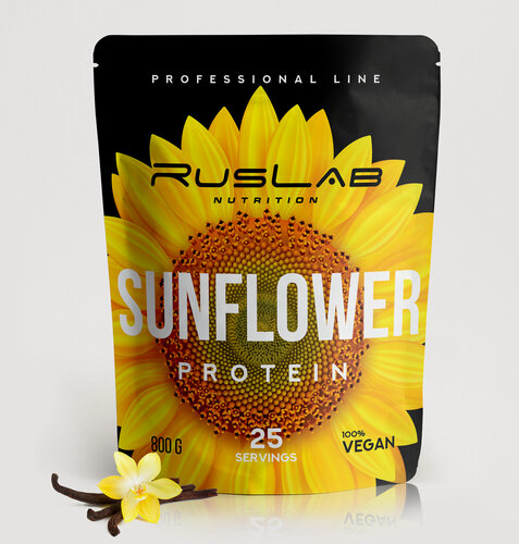 Изображение товара SUNFLOWER PROTEIN-протеин подсолнечный, растительный протеин, веганский протеин, без ГМО (800гр), вкус ваниль