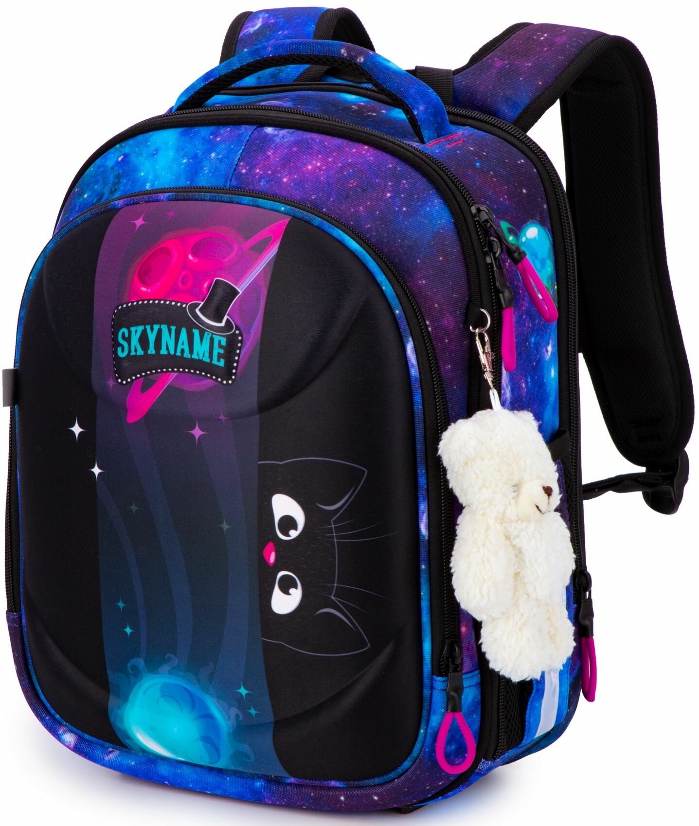 Ранец школьный девочки 16л А4 анатомическая спинка+мишка SkyName (СкайНейм)