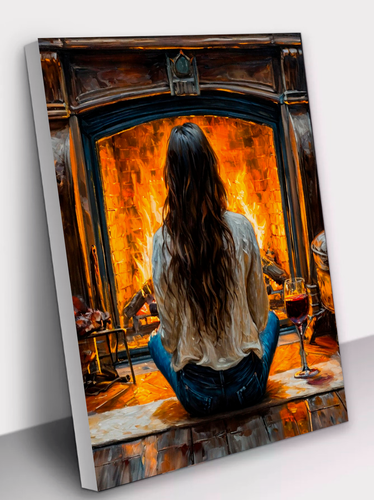 Изображение товара Картина по номерам "У камина" 40х50 см, хлопковый холст на подрамнике, акрил, Hobby Home