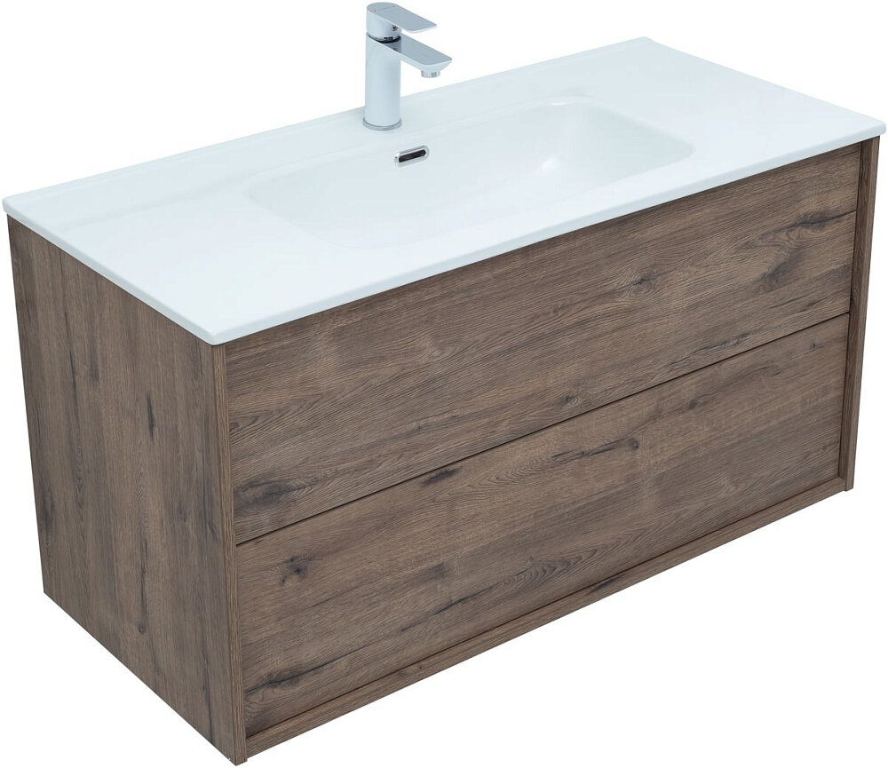 Тумба под раковину Aquanet Lino 100 см 287545, темное дерево - фото №8