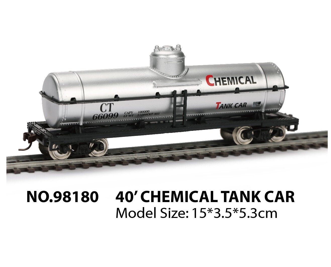 Модель Вагон-цистерны 40 Chemical Car Tank для Железной дороги HanFly Metal Model Train, 1 состав - HF98180