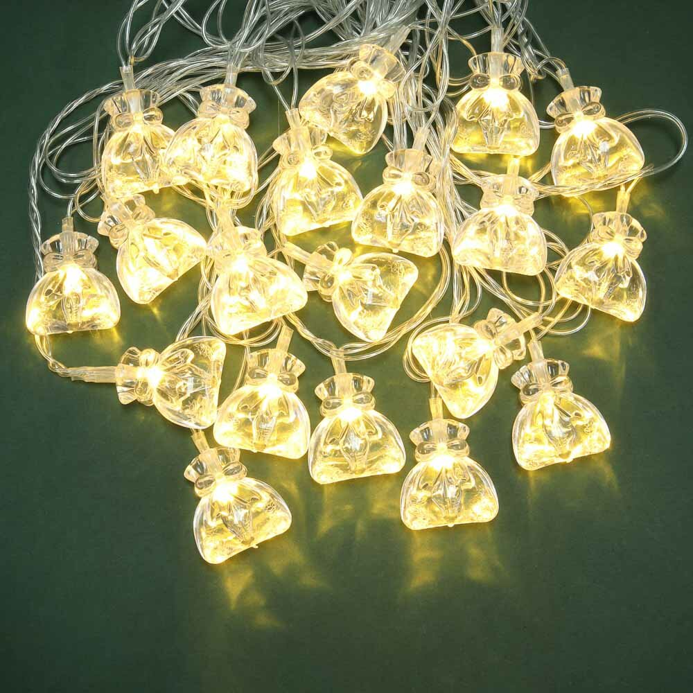 Гирлянда электрическая насадка Мешок с подарками 2 м 10LED желтый пост. св. ПВХ проз 2хАА 381-321 сноу БУМ