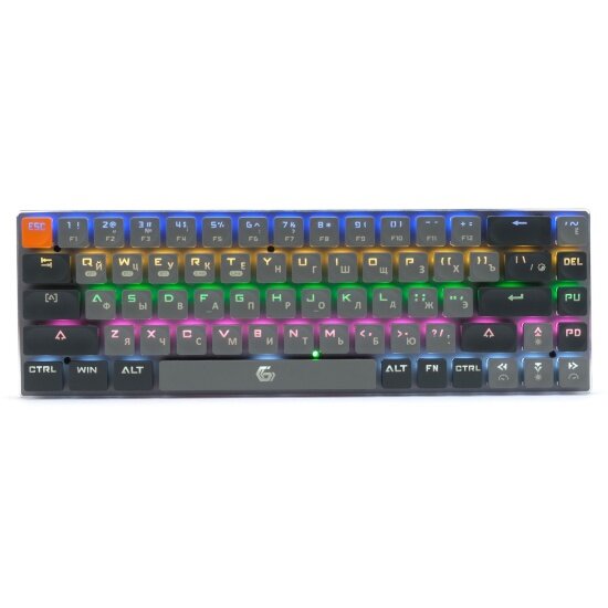 Клавиатура Gembird KBW-7 беспроводная 68кл Rainbow синие свитчи BT 5.0/радио/USB серая
