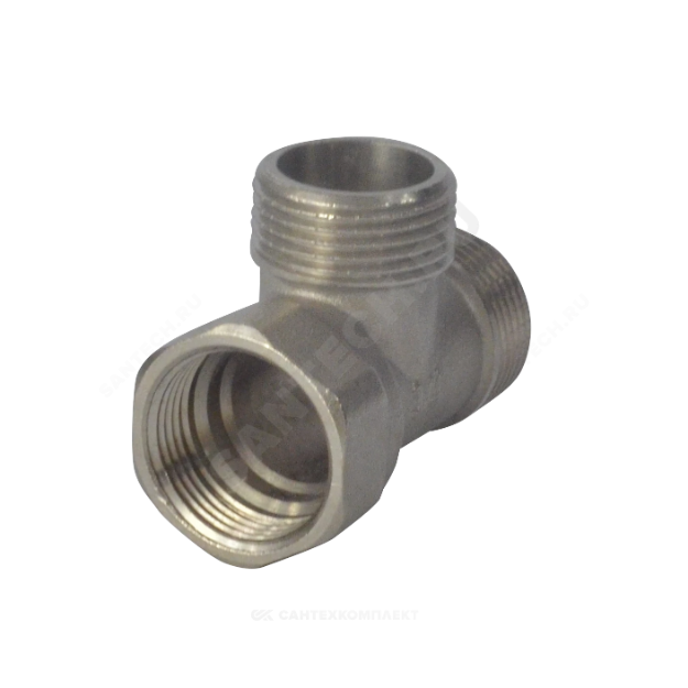 Тройник латунь никель, условный диаметр 15 (1/2") НР/НР/ВР SantechSystems — фото 1
