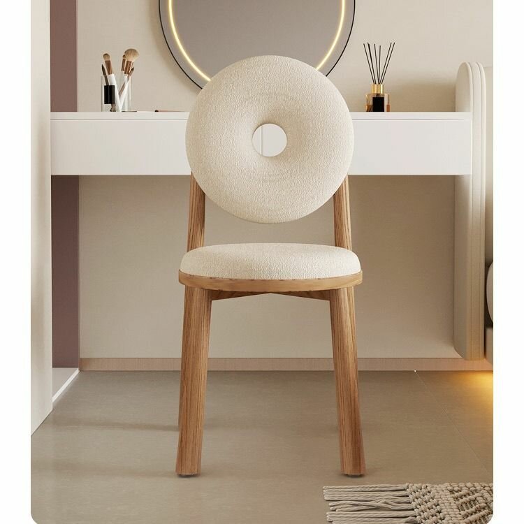 Изображение Обеденный стул, современный скандинавский минималистичный стул для макияжа со спинкой, подходящий для дома / спальни