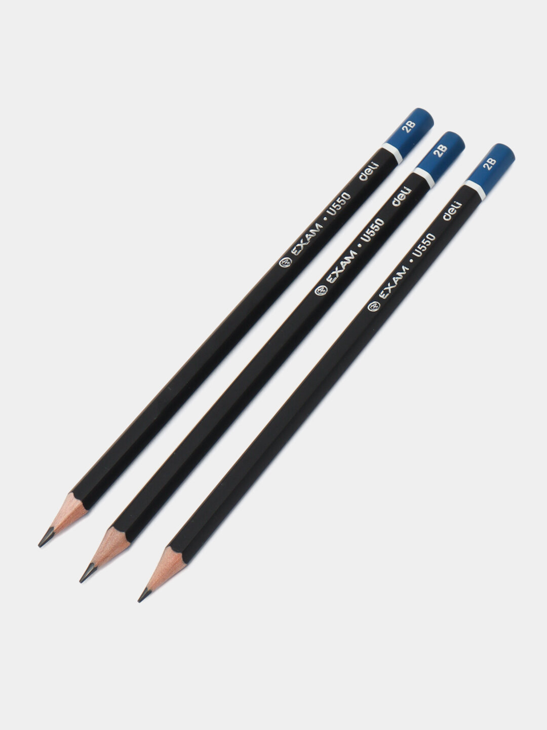 Набор черных карандашей, Deli в упаковке 12 шт, 2B U550 90 трехгранные — фото 1