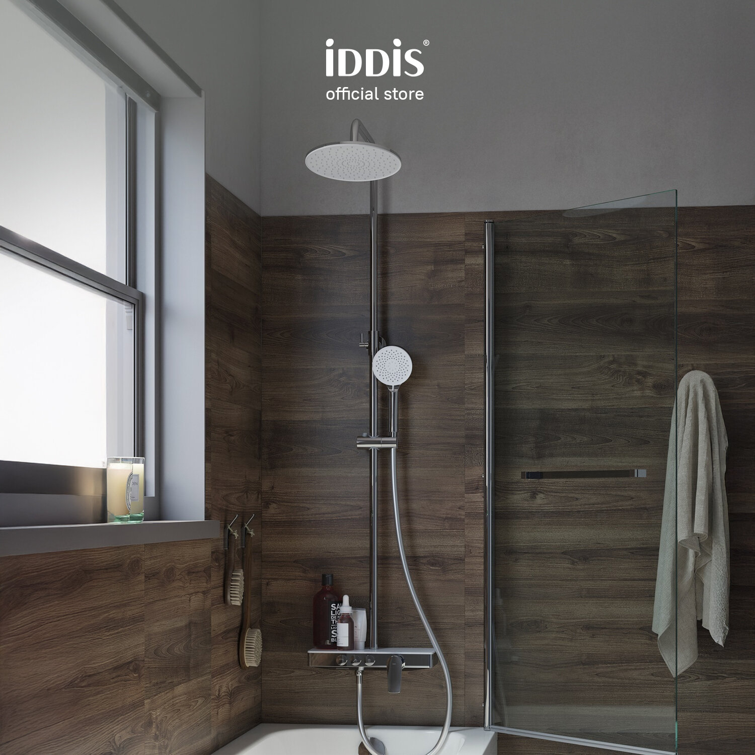 Душевая система IDDIS Shelfy SHESB3Bi06 с тропическим душем глянцевый хром
