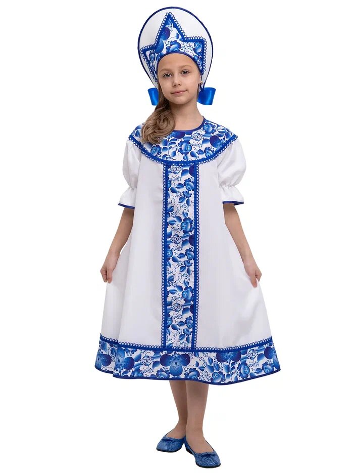 Карнавальный костюм Гжель Хороводная р.104-110 (р.28) - русский стиль — фото 1