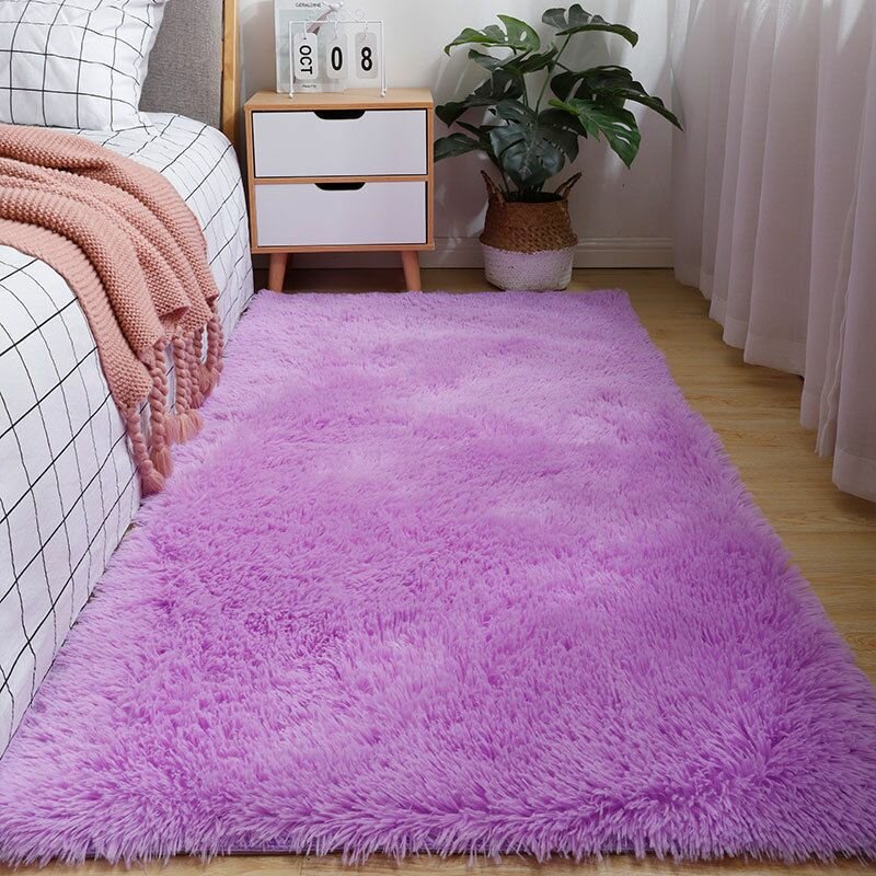 Коврик прикроватный искусственный мех лиловый 80 cm x 120 cм