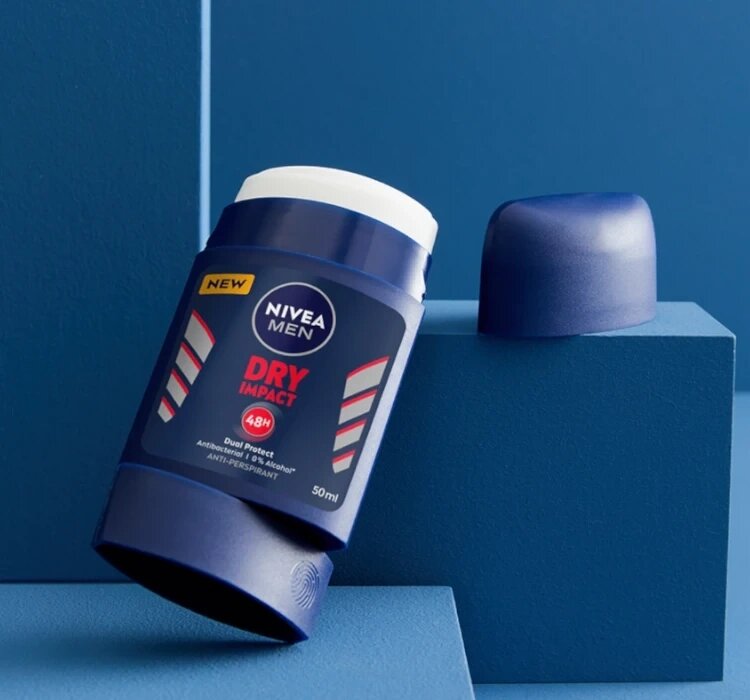 Дезодорант-антиперспирант "Nivea Men Dry Impact", стик, для черного и белого, 51мл — фото 1