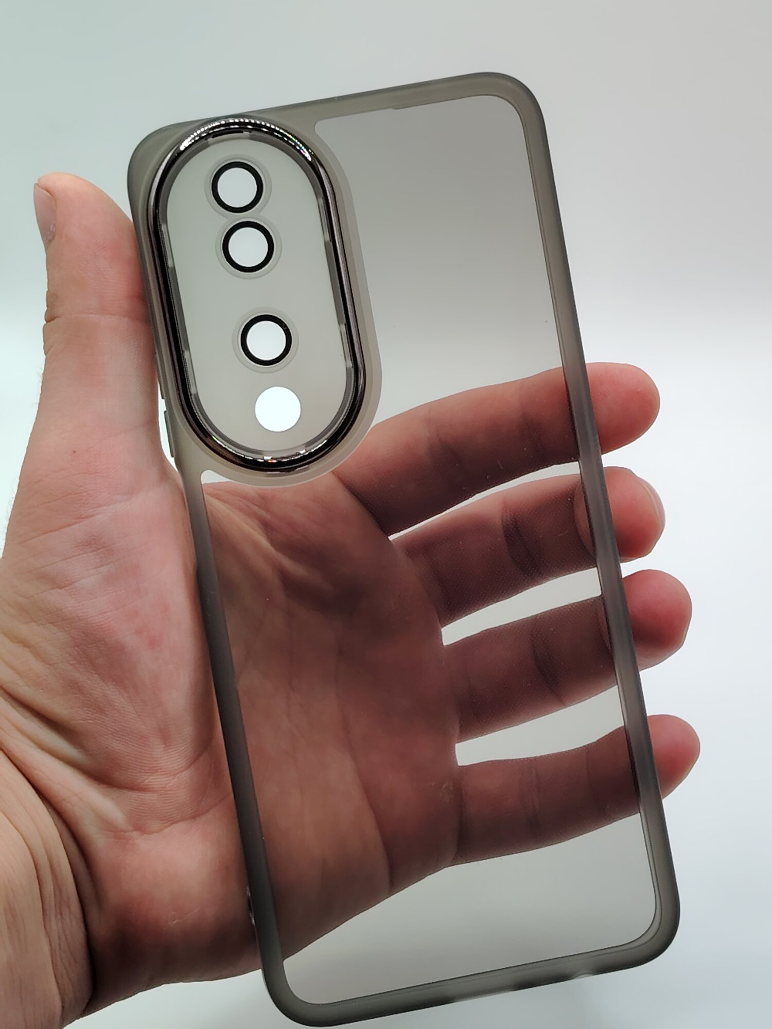 Чехол для Honor X7b, с защитой камеры, силиконовый, хром
