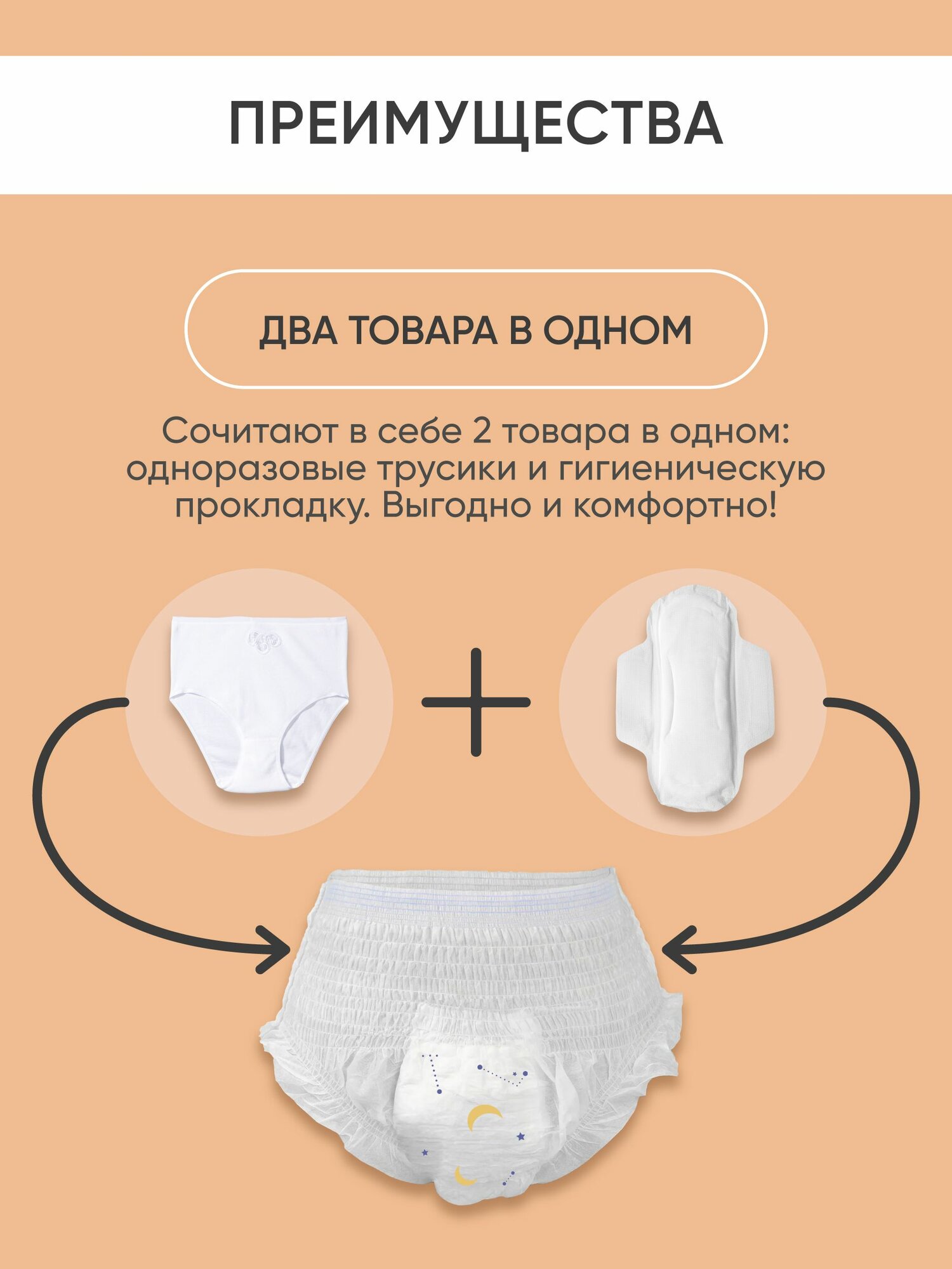 Изображение Трусы прокладки менструальные BESIDE, размер S 10 штук, одноразовые послеродовые впитывающие трусики