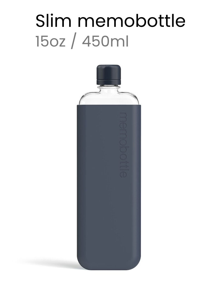 Бутылка с силиконовым чехлом Memobottle Slim, синий