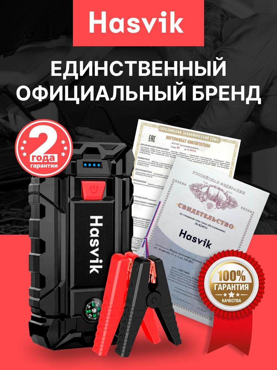 Пуско-зарядное устройство Hasvik JP300Max, 1500А, 26800мА·ч, 220В — фото 1