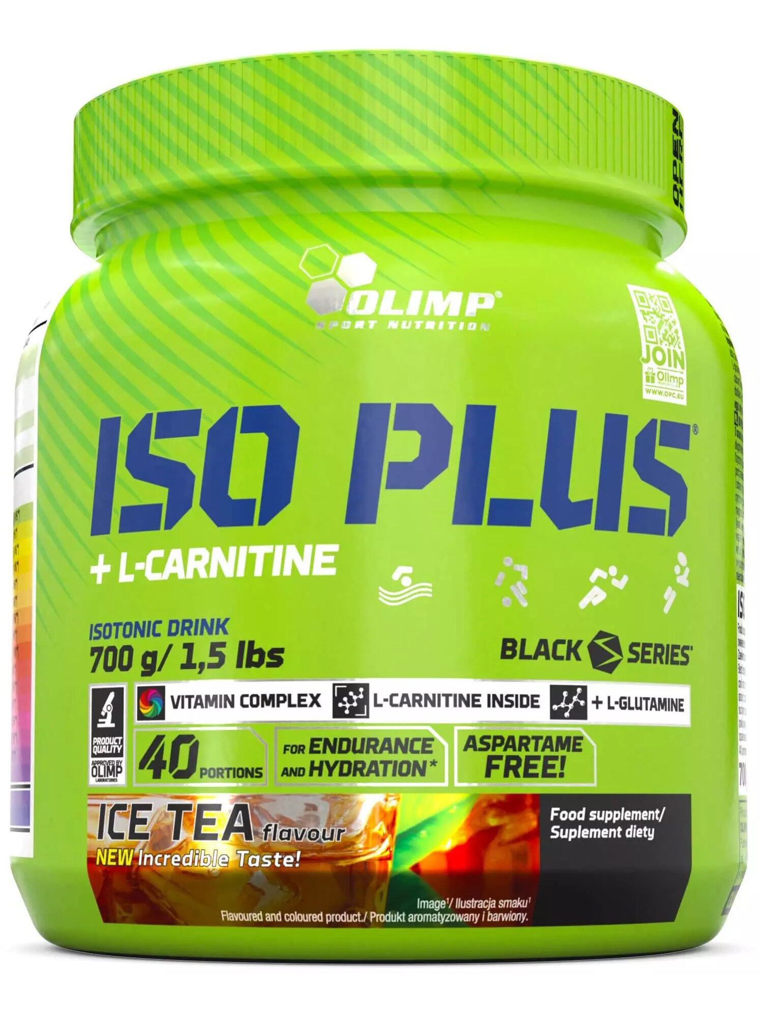 Изотоник изотонический напиток витамины и минералы Olimp Iso Plus Powder + L-Carnitine - 700 г холодный чай