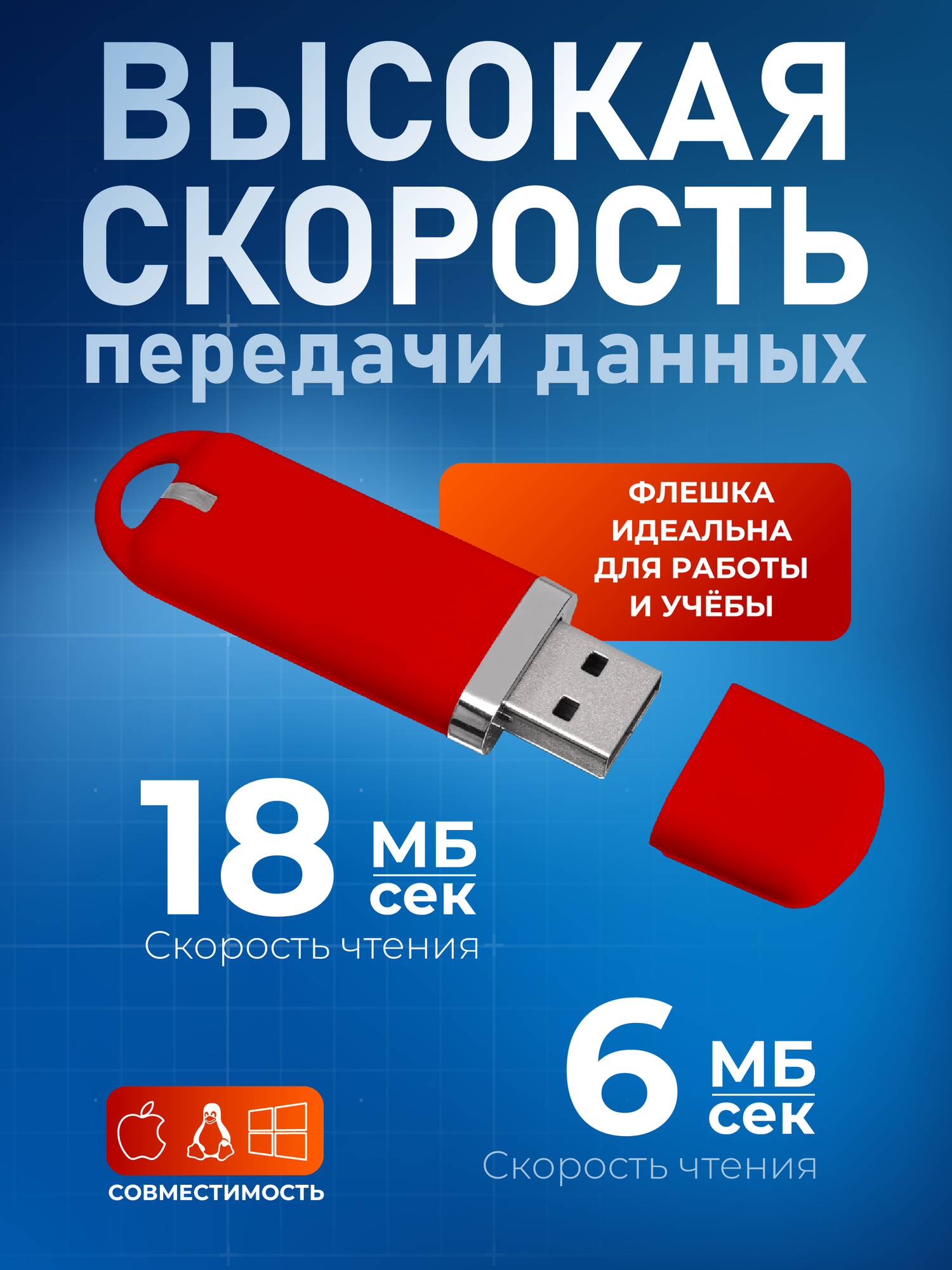 Флешка Memo, 4 ГБ, красная, USB 2.0, арт. F34 — фото 1