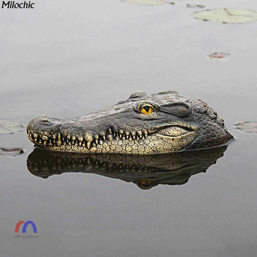 Плавающая статуя аллигатора скульптуры из смолы для садовых цветов в горшке бассейн