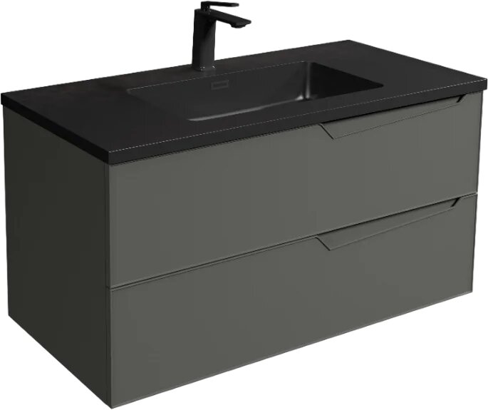 Тумба с раковиной Parly Rhea 60 подвесная  60  2 см  черная  с ящиками  прямоугольная  в современном стиле из МДФ