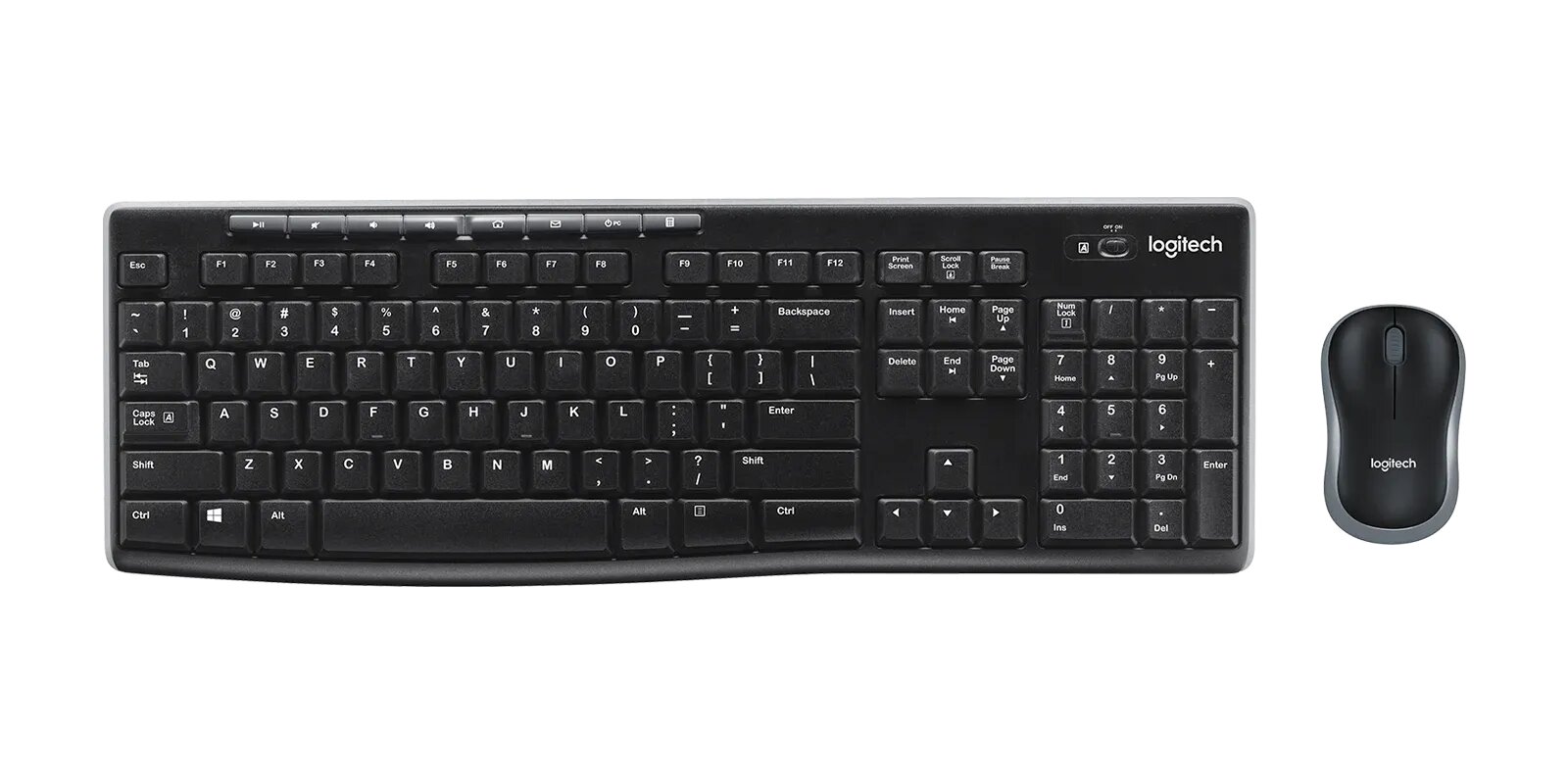 Беспроводной набор Logitech MK270: клавиатура и мышь, EN-раскладка, с цифровым блоком