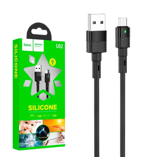 Кабель "U82 Cool Grace", USB-Micro-USB, для зарядки и передачи данных, черный, 1 м
