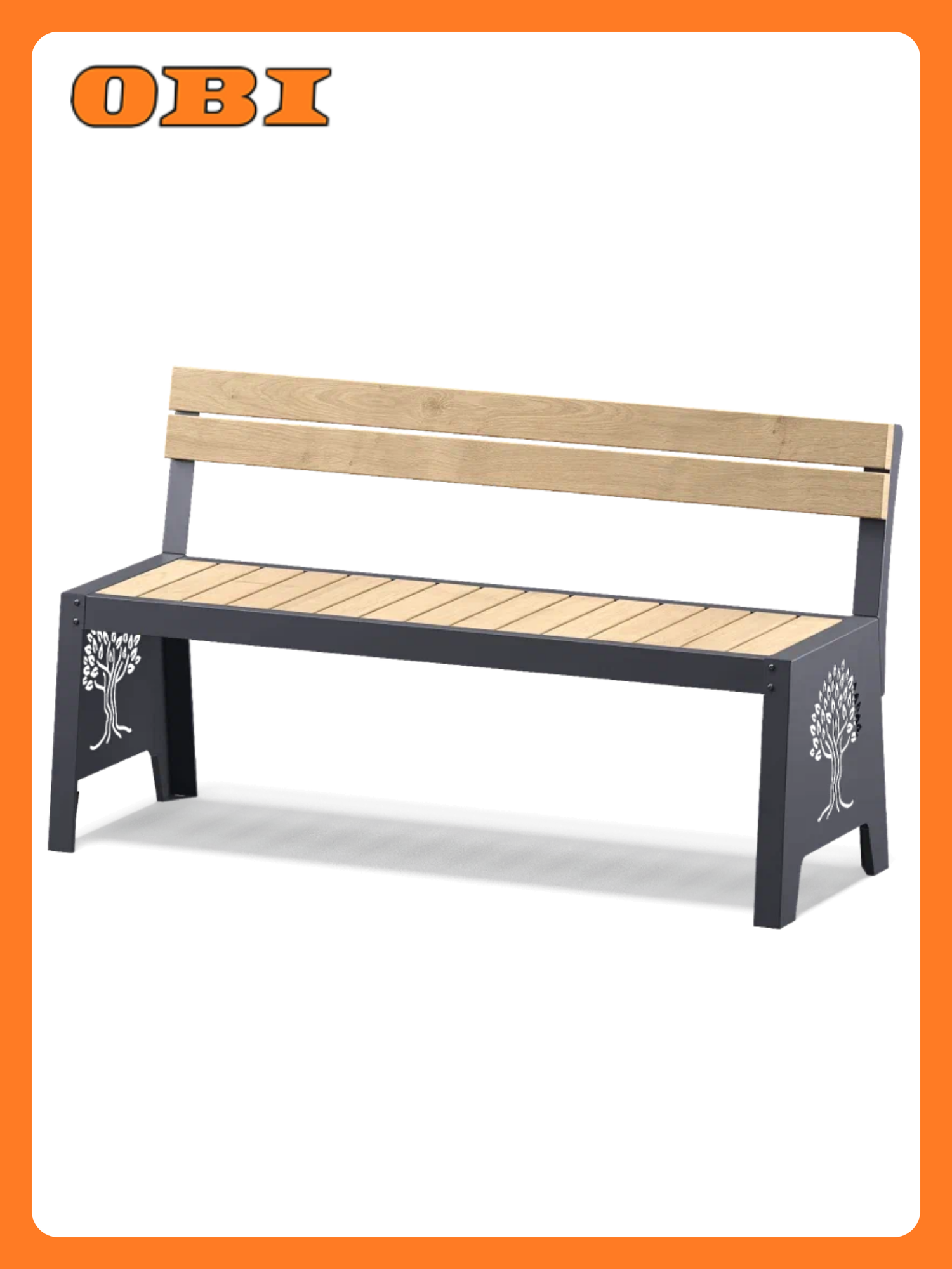 Скамейка садовая, дерево, металл, 78x142x50 см, коричнево-черная