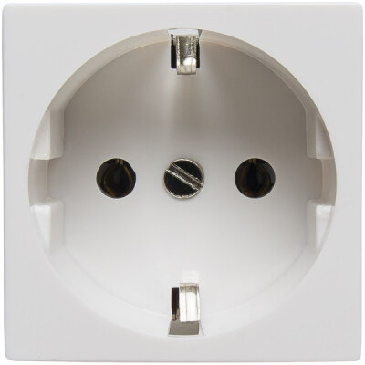 Розетка электрическая 2К+З с защитными шторками (белый) SPL (200017)