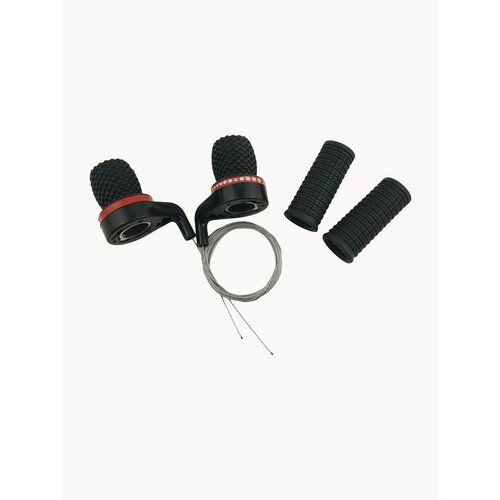 Шифтер/ручки переключения скоростей 3x6 с тросами (черный/красный)