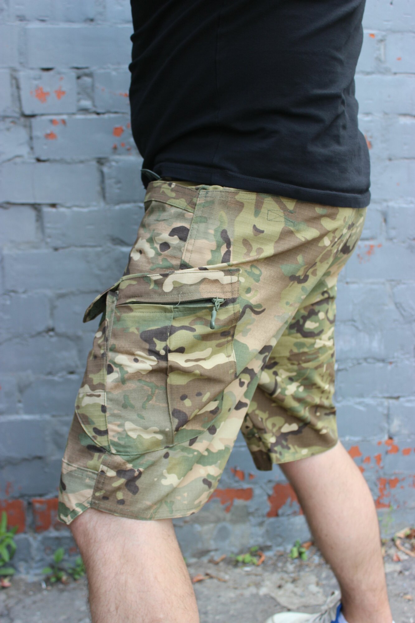 Шорты , размер M, зеленый, бежевый, коричневый — фото 1