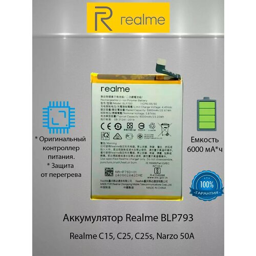 Аккумулятор Realme C15, C25, C25s, Narzo 50A, BLP793