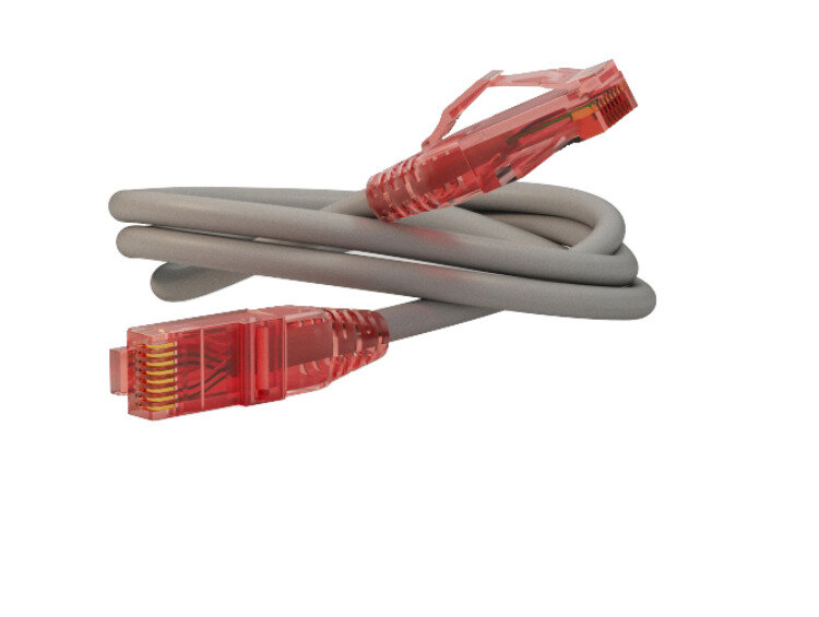 Кабель патч-корд U/UTP 5e кат. 0,5м. Hyperline PC-LPM-UTP-RJ45-RJ45-C5e-0.5M-LSZH-GY