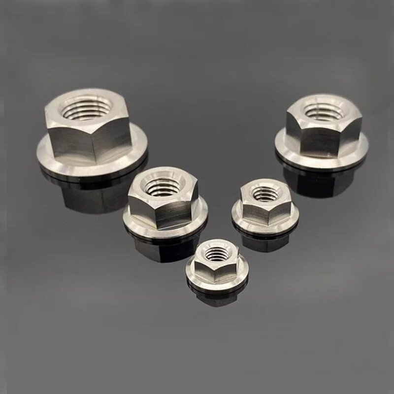 Титановые фланцевые гайки 6Аль-4В DIN6923 Класс 5 шестигранные M5 M6 M7 M8 M10 M12 M14 M16 M18 M20 M10x1.5mm 1pc