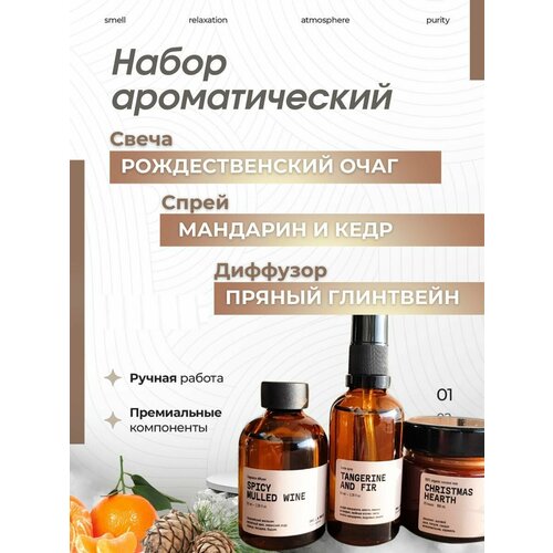 Набор ароматизаторов для дома: спрей, диффузор и свеча к Новому году