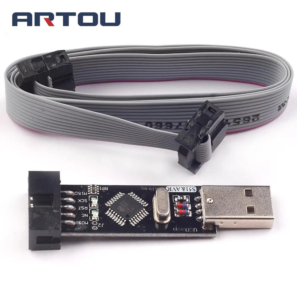 Программатор USBASP/USBISP + STK500, адаптер 10-6pin 3,3 В/5 В, AVR, линия загрузки ATMEGA128 ATMEGA8 USBASP USBISP AVRISP — фото 1