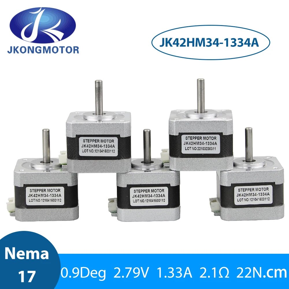 Шаговый двигатель Jkongmotor 42 мм, Nema 17, 0,9 градусов, JK42HM34-1334A 22 нм, см, 4 провода, 34 мм, шаговый двигатель для 3D-принтера XYZ, 1pcs