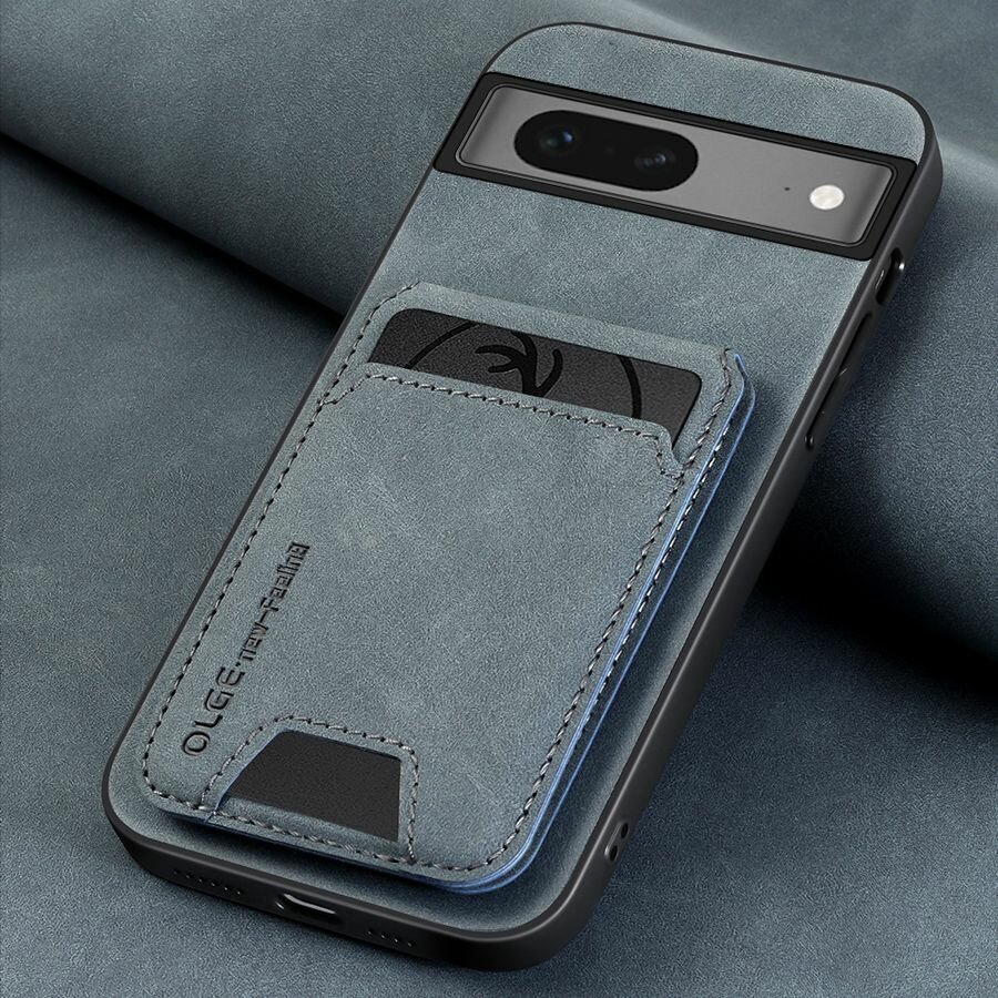 Премиум кожа чехол на Google Pixel 7 (Гугл Пиксель 7), Противоударный чехол с магнитный картхолдером и подставкой — фото 1