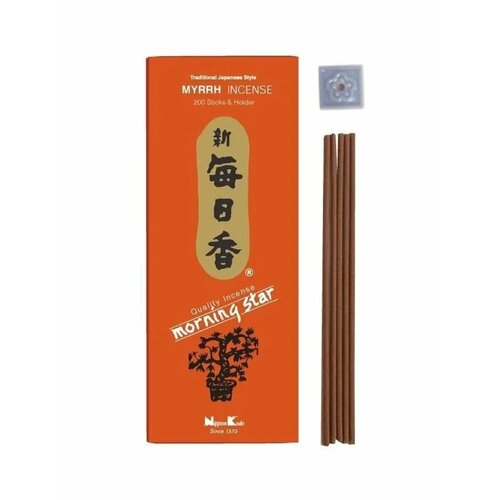 фото Японские благовония morning star myrrh, 200 шт. с подставкой nippon kodo