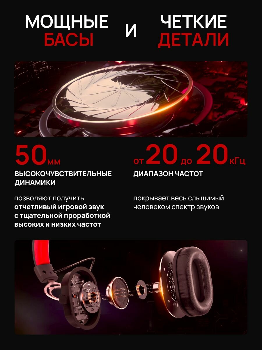 Наушники H2008d Havit, с микрофоном, игровые, с регулировкой громкости, чёрные — фото 1