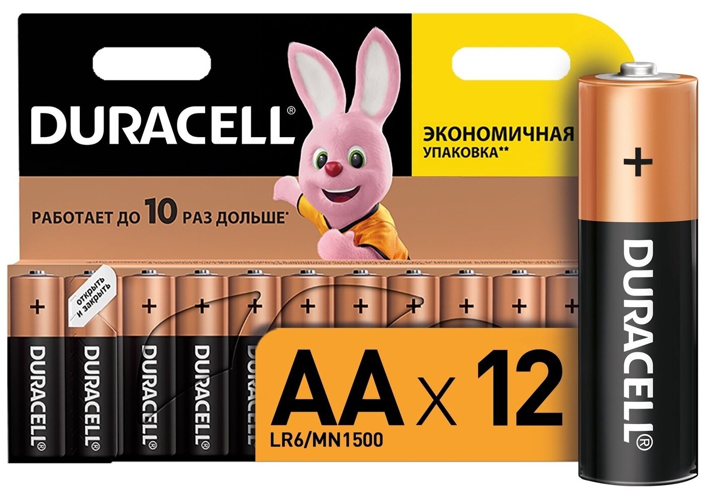 Батарейки щелочные (алкалиновые) Duracell Basic АА, 1,5В, 12шт (пальчиковые)