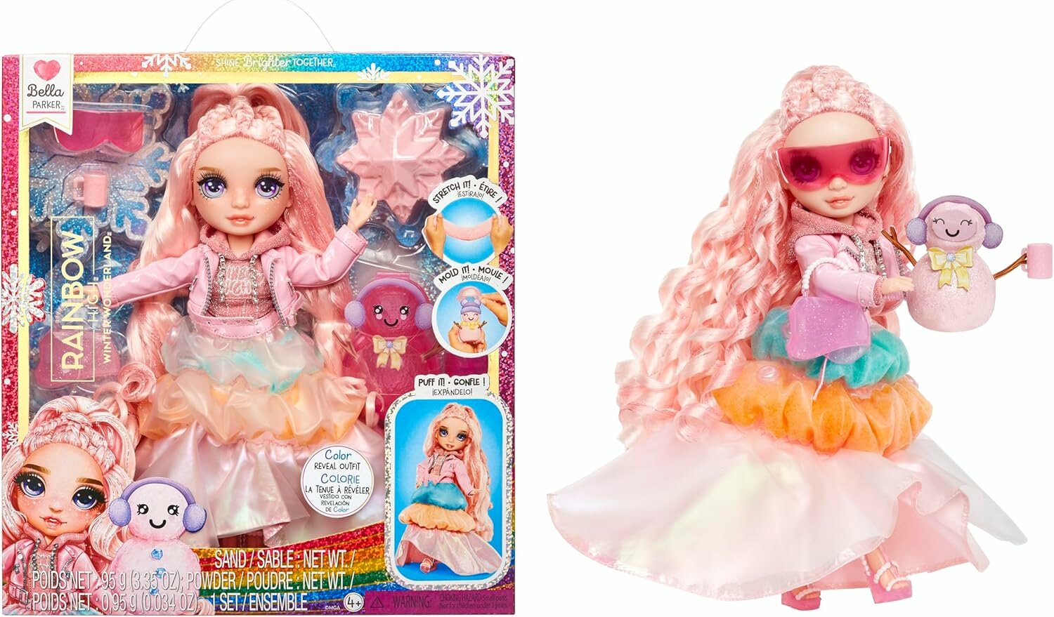 Кукла Rainbow High Winter Wonderland Белла, в зимнем образе, с набором для снеговика