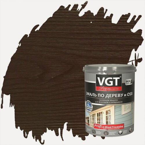 Изображение товара Эмаль по дереву и OSB VGT Premium полуматовая (1кг) тёмно-коричневый