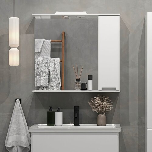 Изображение товара Зеркальный шкаф подвесной SanStar Ориана 80 для ванной комнаты, белый