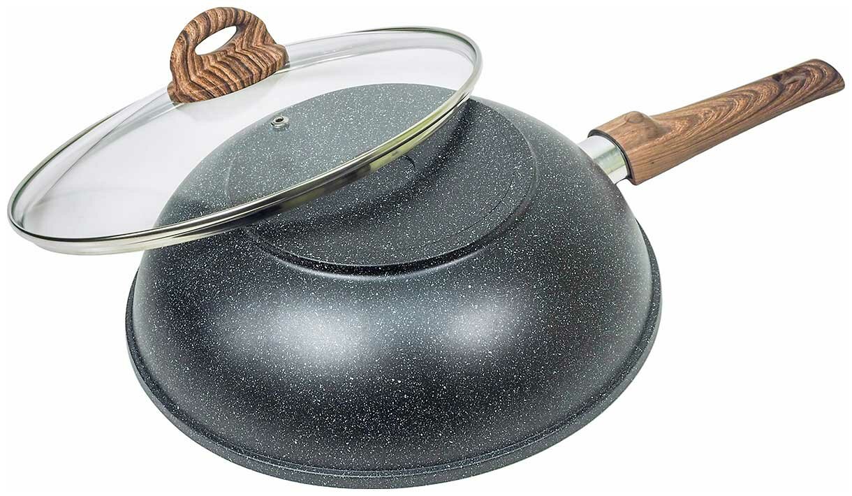 Сковорода-ВОК Panairo ECO induction с крышкой и съемной ручкой, 28 см, индукция (ECO-WOK-28-Sruswd-K. wd-I) — фото 1