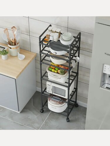 Изображение товара Стеллаж хозяйственный, черный, универсальный угол, 6 полок, до 30кг