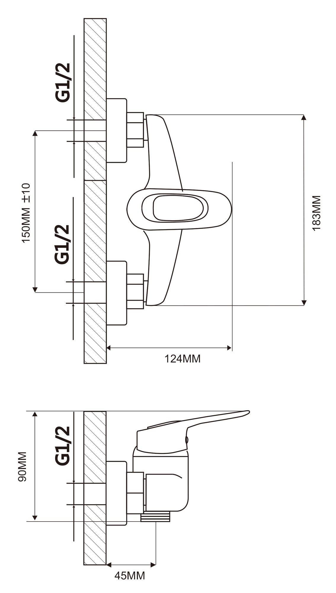 Смеситель с душем без излива хром ECONOCE D40-A 240 (EC0242) — фото 1